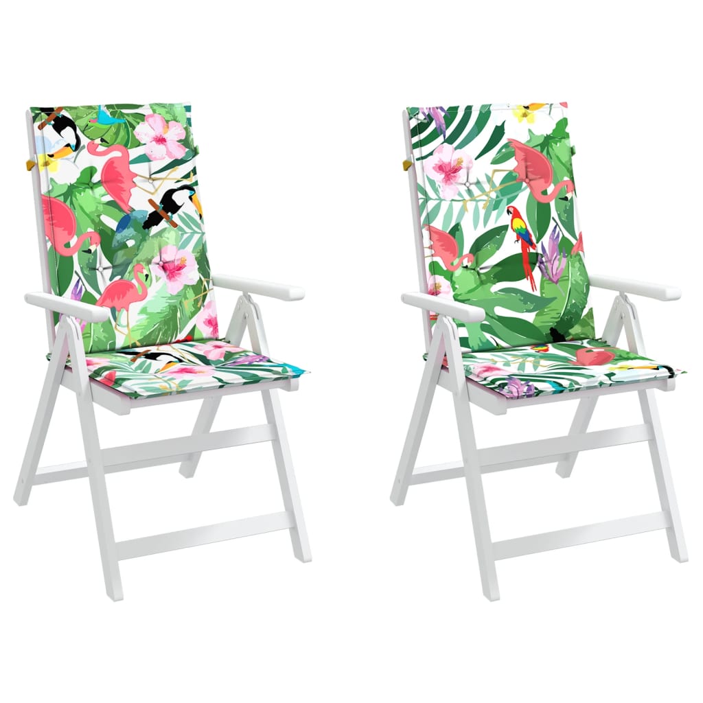 Perne scaun spătar înalt multicolor 2 buc. 120x50x3 cm textil