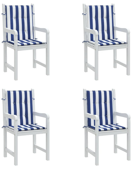 Încărcați imaginea în vizualizatorul Galerie, Perne de scaun spătar jos, 4 buc. dungi albastre&amp;albe, textil
