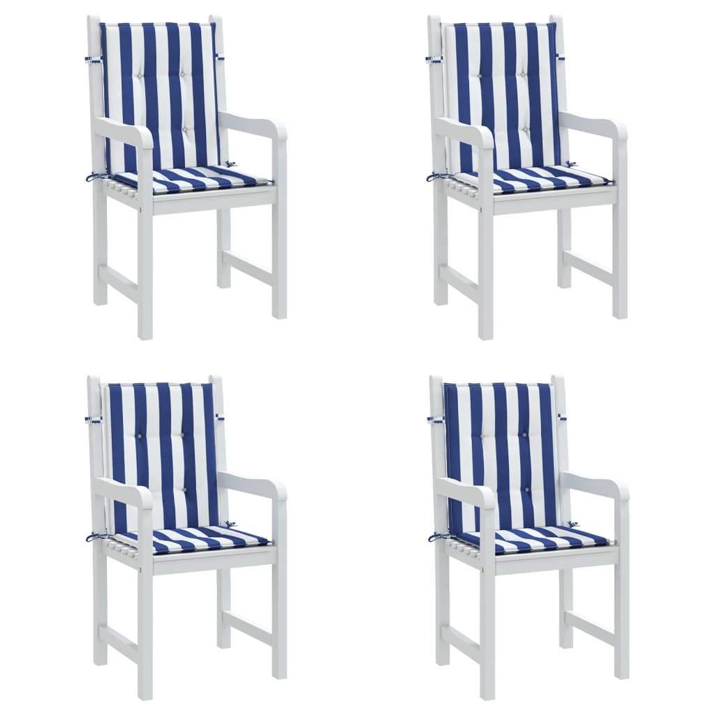 Perne de scaun spătar jos, 4 buc. dungi albastre&albe, textil