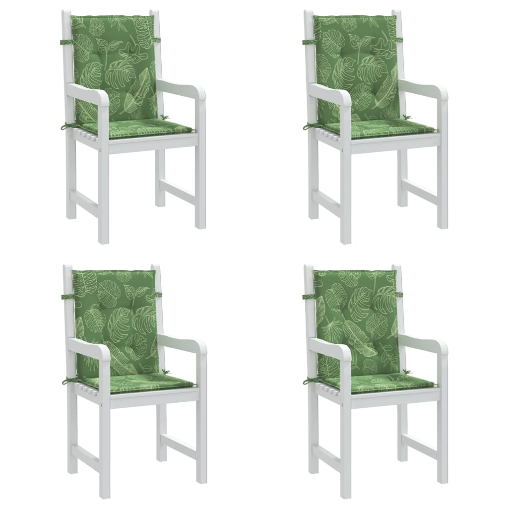 Perne de scaun spătar jos, 4 buc., model frunze, textil