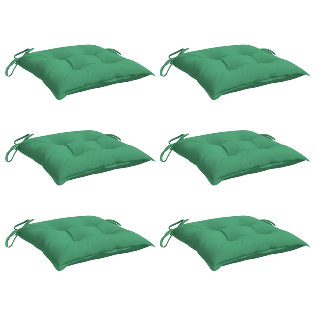 Perne de scaun, 6 buc., verde, 40x40x7 cm, textil oxford