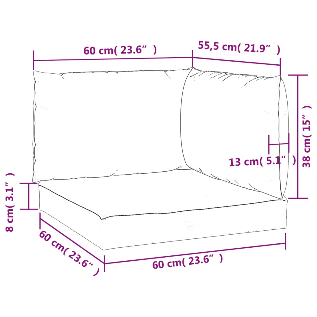 Perne de canapea din paleți, 3 buc., alb crem, material textil