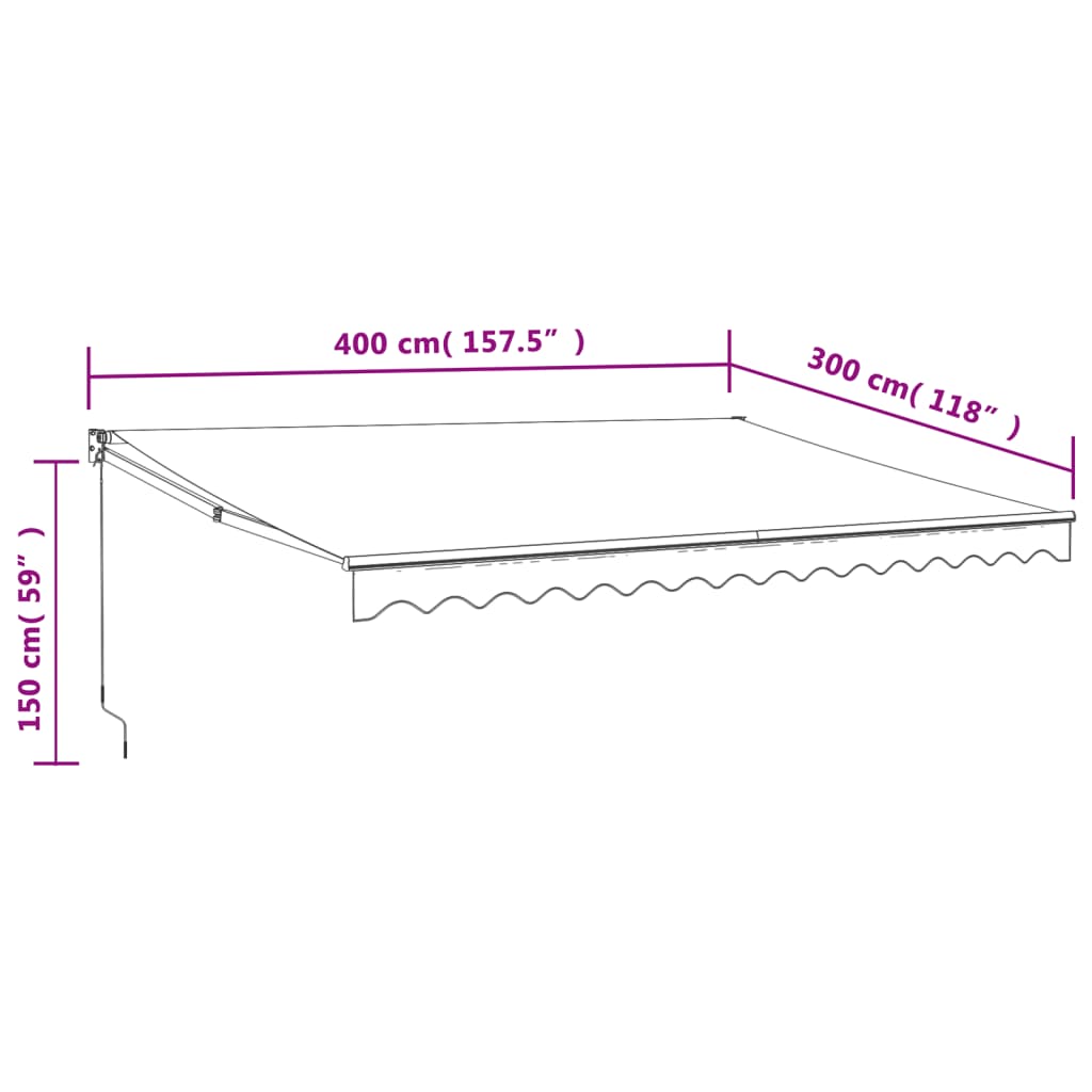 Copertină retractabilă, crem, 4x3 m, textil și aluminiu