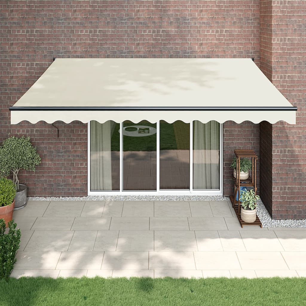 Copertină retractabilă, crem, 4x3 m, textil și aluminiu