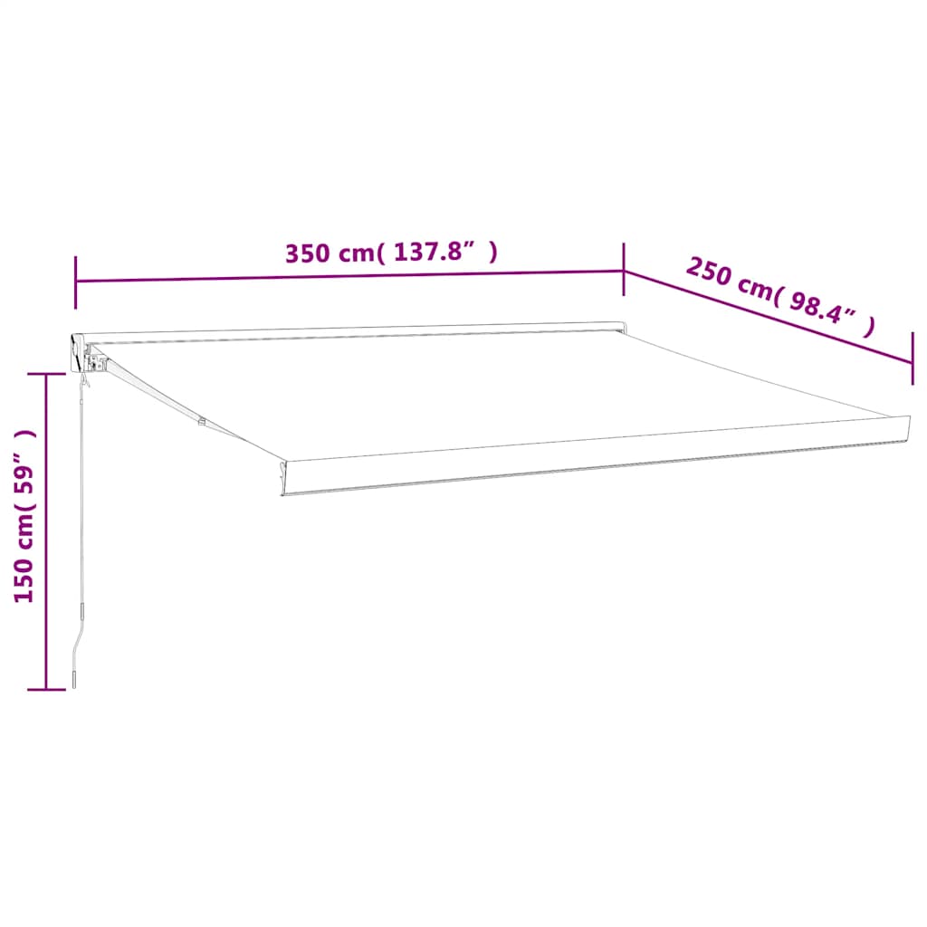 Copertină retractabilă, galben/alb, 3,5x2,5 m, textil/aluminiu