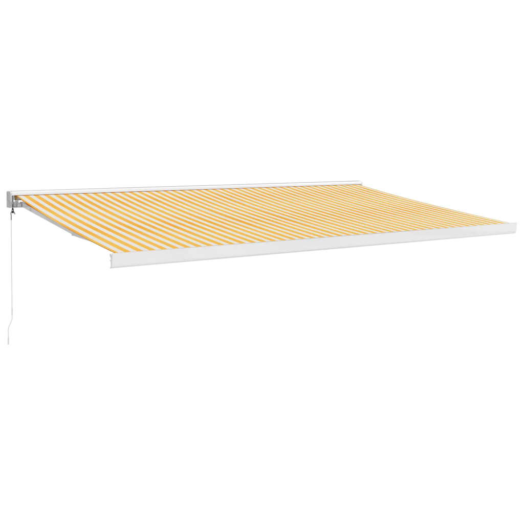 Copertină retractabilă, galben/alb, 5x3 m, textil/aluminiu