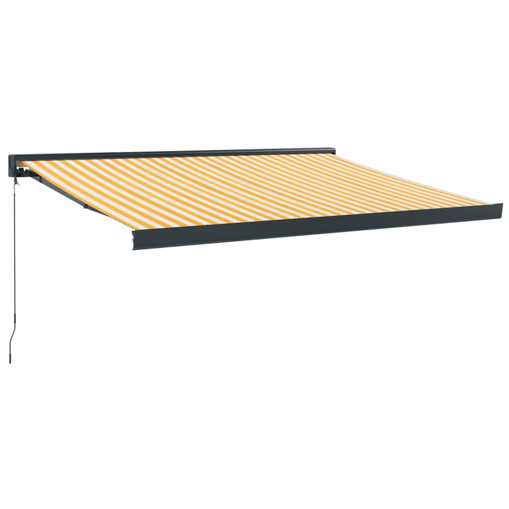 Copertină retractabilă, galben/alb, 3,5x2,5 m, textil/aluminiu