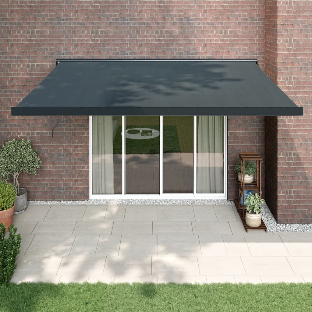 Copertină retractabilă, antracit, 4,5x3 m, textil și aluminiu