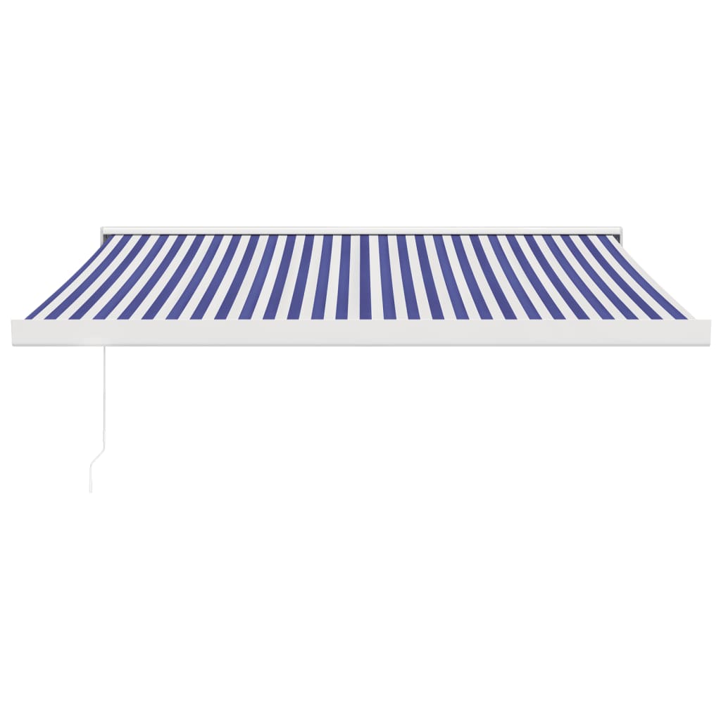 Copertină retractabilă albastru/alb, 3x2,5 m, textil/aluminiu