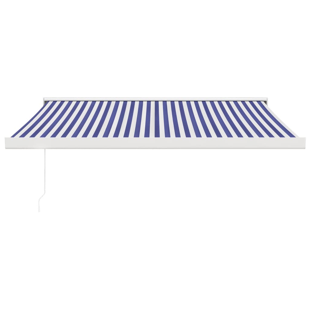 Copertină retractabilă albastru/alb, 3,5x2,5 m, textil/aluminiu