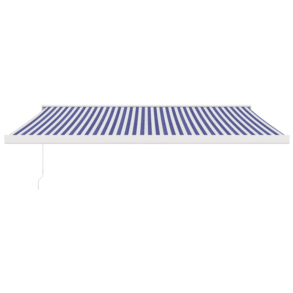 Copertină retractabilă albastru/alb, 4x3 m, textil/aluminiu