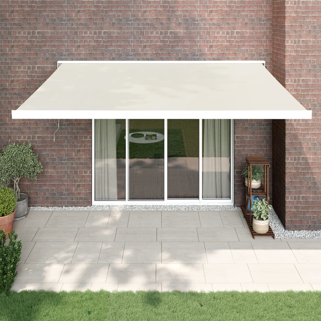 Copertină retractabilă, crem, 4x3 m, textil și aluminiu