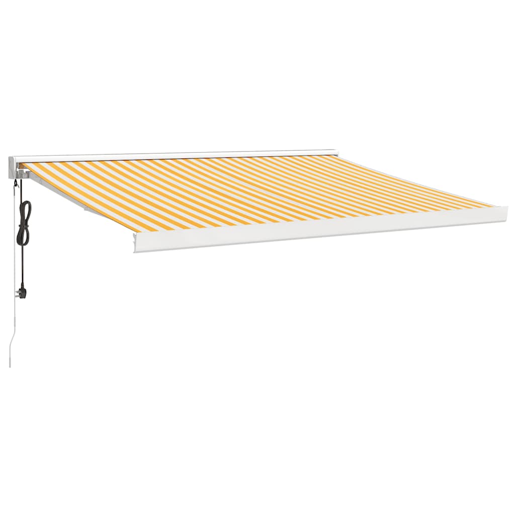 Copertină retractabilă, galben/alb, 3x2,5 m, textil/aluminiu