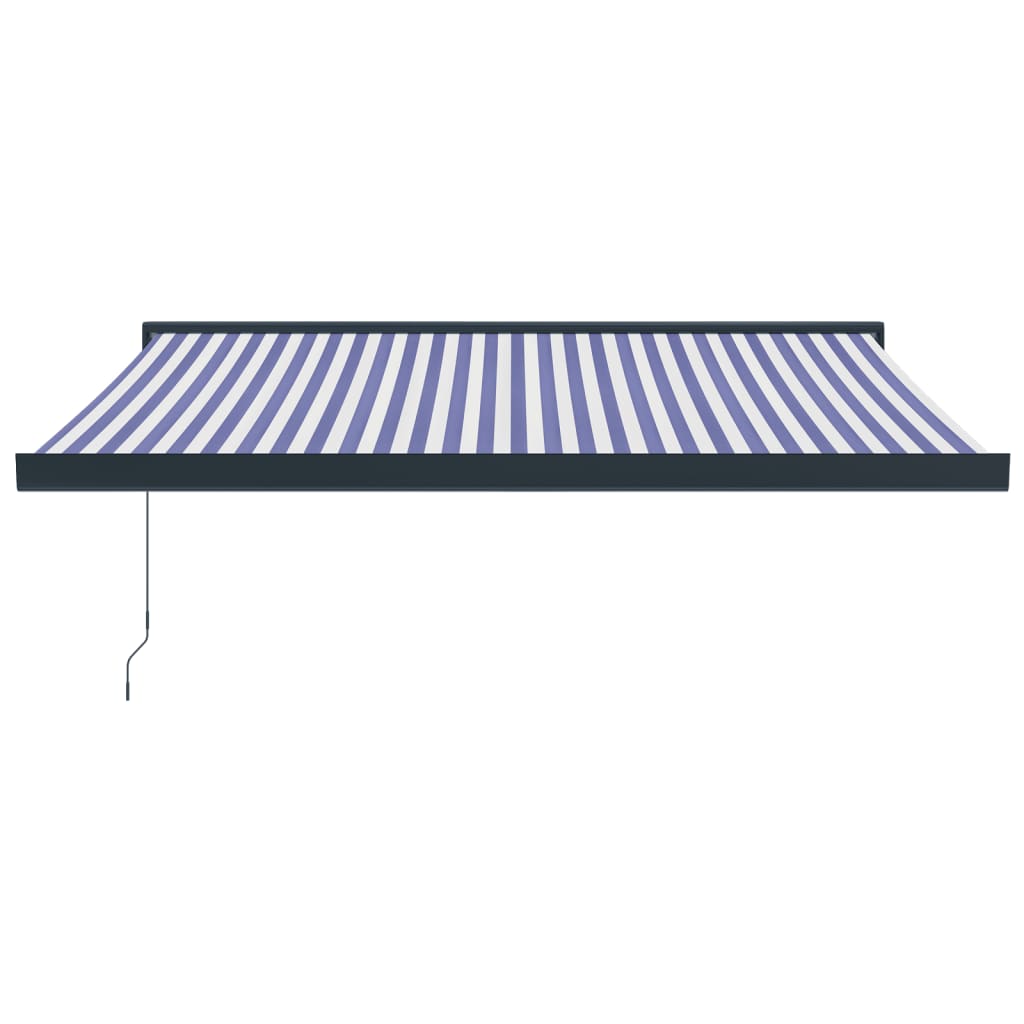 Copertină retractabilă albastru/alb, 3x2,5 m, textil/aluminiu