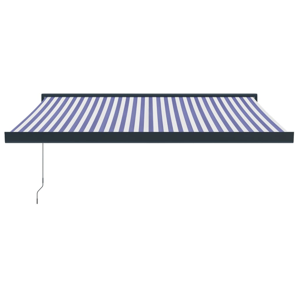 Copertină retractabilă albastru/alb, 3,5x2,5 m, textil/aluminiu