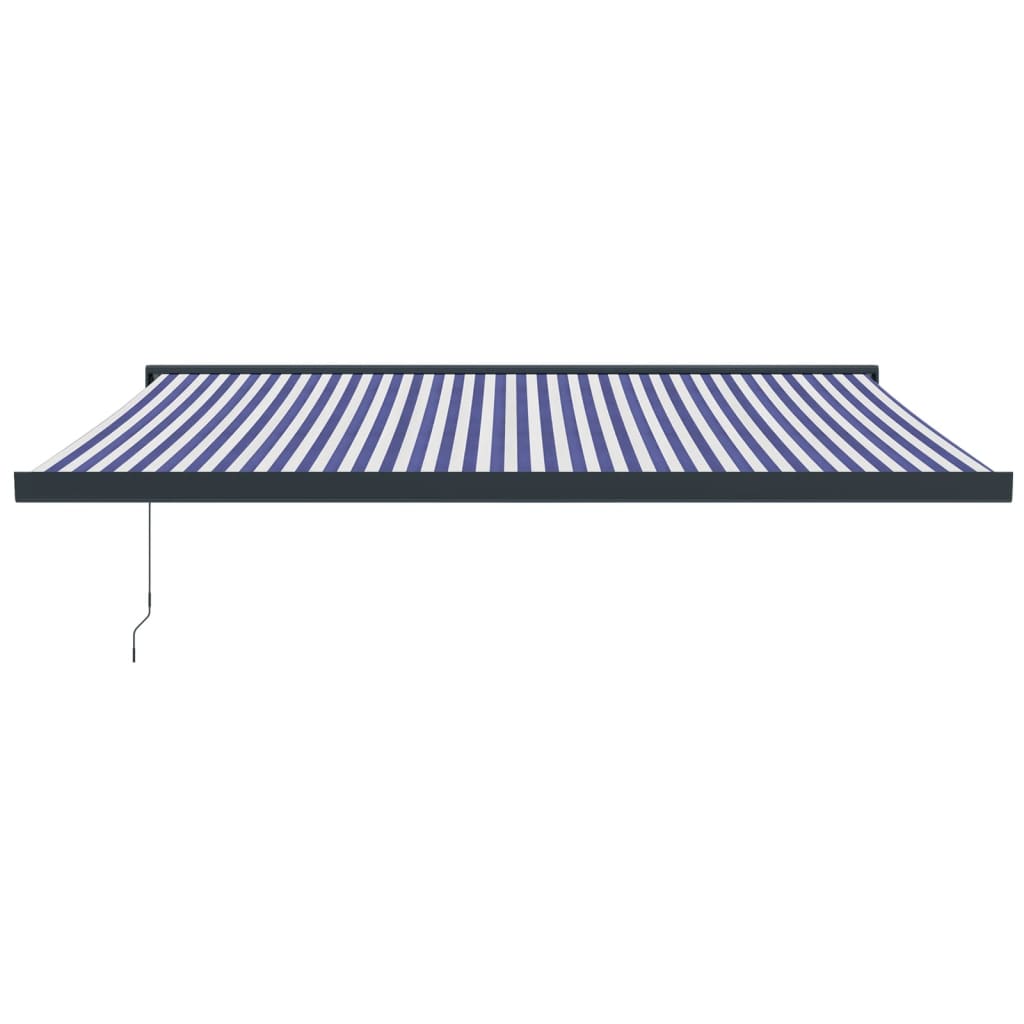 Copertină retractabilă albastru/alb, 4x3 m, textil/aluminiu