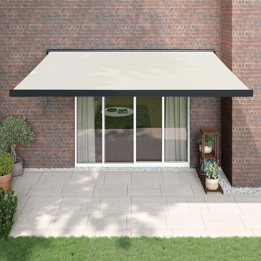 Copertină retractabilă, crem, 4x3 m, textil și aluminiu