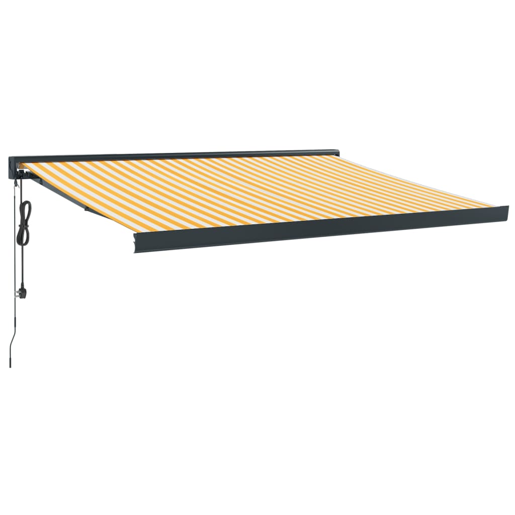 Copertină retractabilă, galben/alb, 3x2,5 m, textil/aluminiu