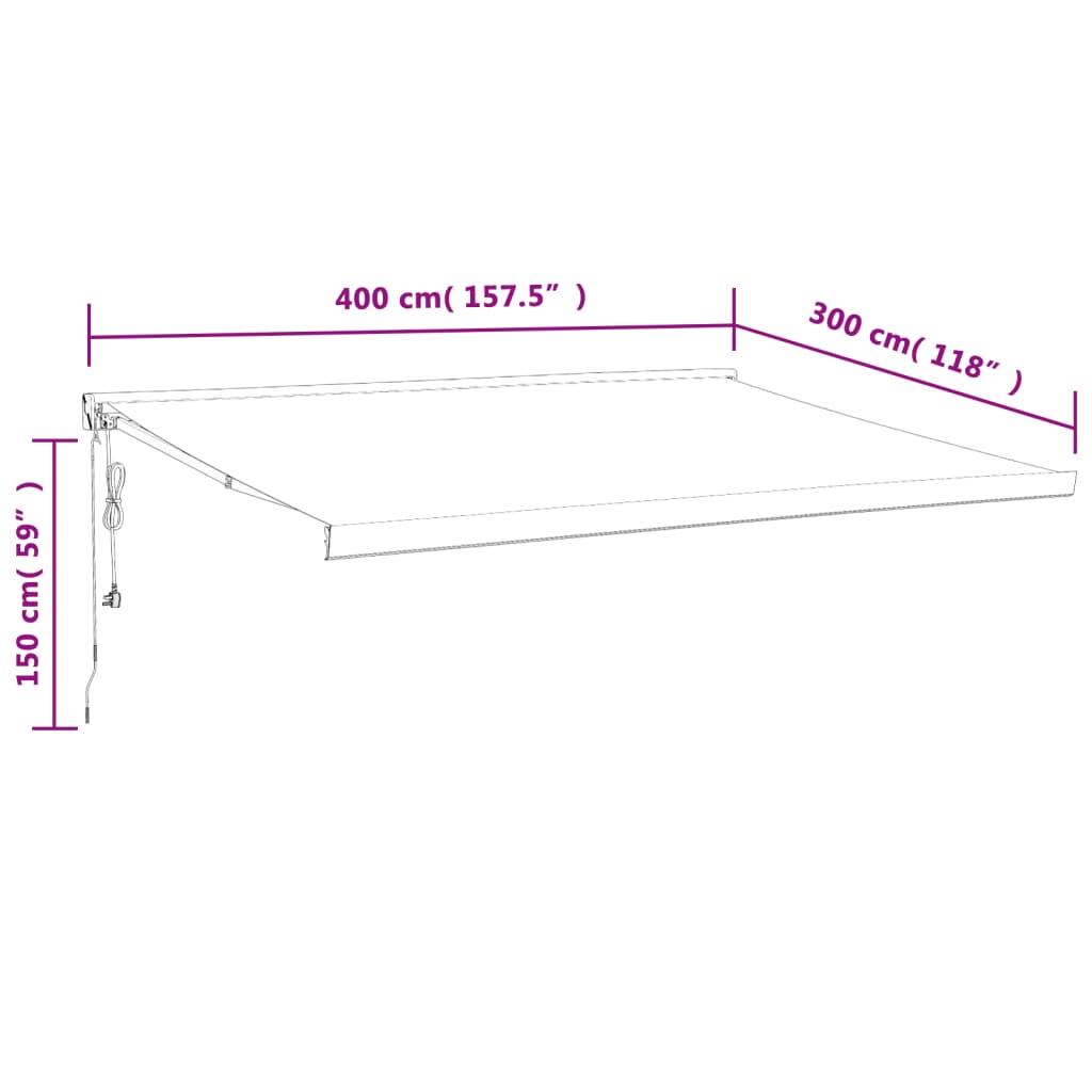 Copertină retractabilă, galben/alb, 4x3 m, textil/aluminiu