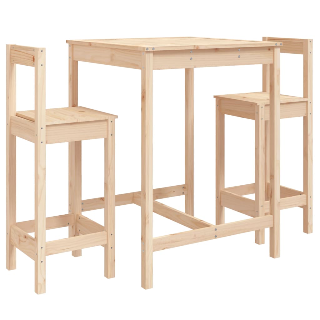 Set mobilier de bar, 3 piese, lemn masiv de pin