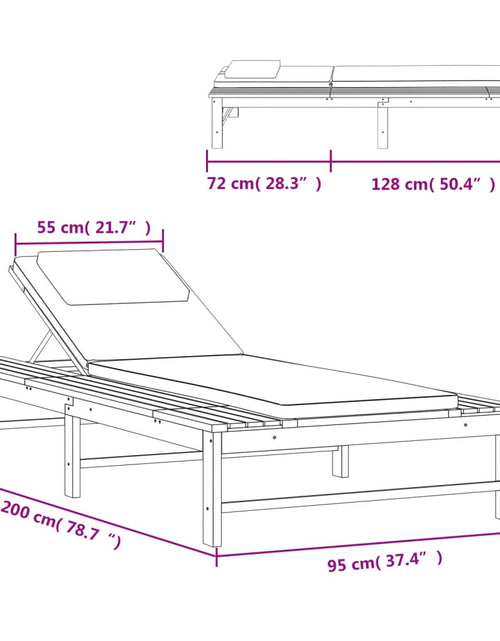 Încărcați imaginea în vizualizatorul Galerie, Șezlong cu saltea și pernă gri închis, lemn masiv de acacia
