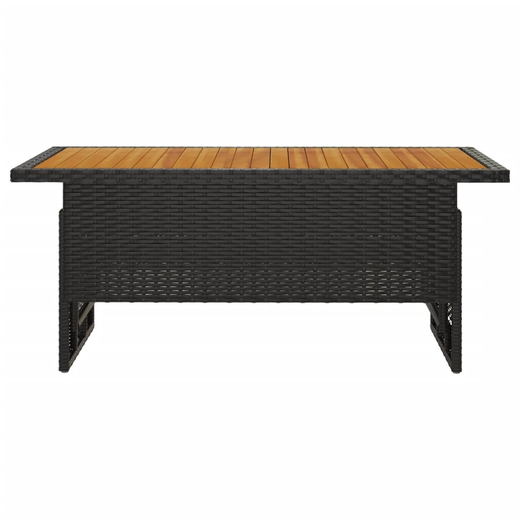 Masă de grădină negru 100x50x43/63 cm lemn acacia și poliratan