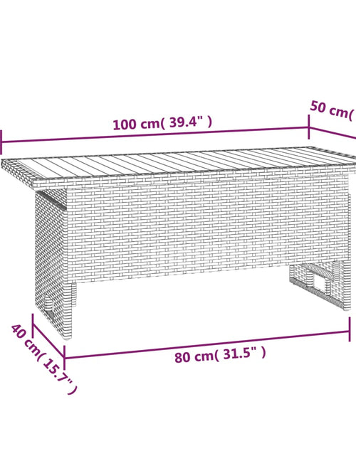 Загрузите изображение в средство просмотра галереи, Masă de grădină negru 100x50x43/63 cm lemn acacia și poliratan
