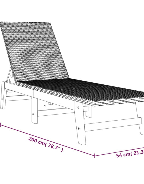 Încărcați imaginea în vizualizatorul Galerie, Șezlong cu pernă, poliratan &amp; lemn masiv de acacia
