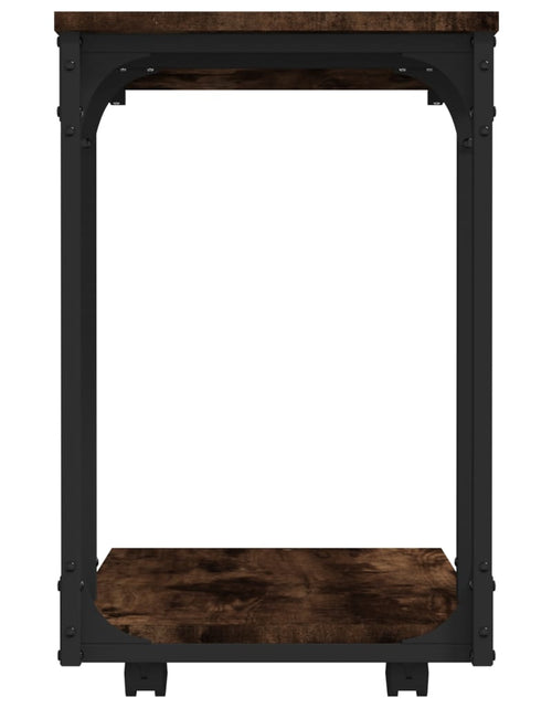 Загрузите изображение в средство просмотра галереи, Masă laterală cu roți stejar fumuriu 50x35x55,5cm lemn compozit
