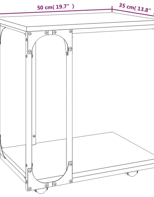 Încărcați imaginea în vizualizatorul Galerie, Masă laterală cu roți, gri sonoma 50x35x55,5 cm lemn prelucrat
