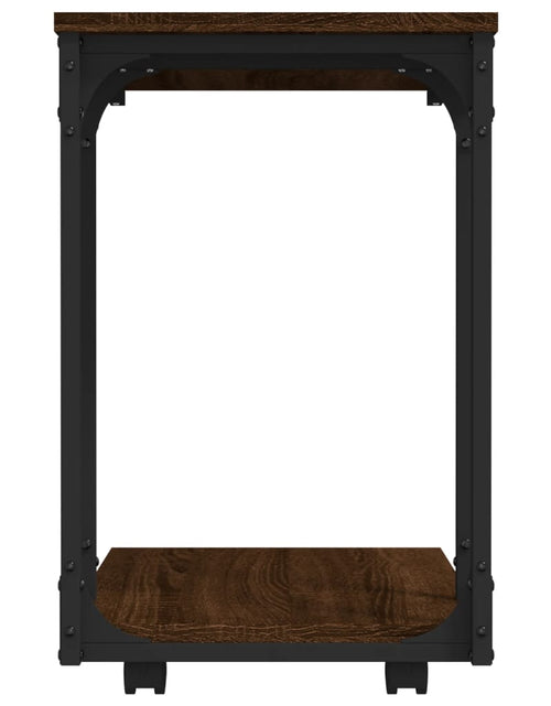 Загрузите изображение в средство просмотра галереи, Masă laterală cu roți stejar maro 50x35x55,5 cm lemn compozit
