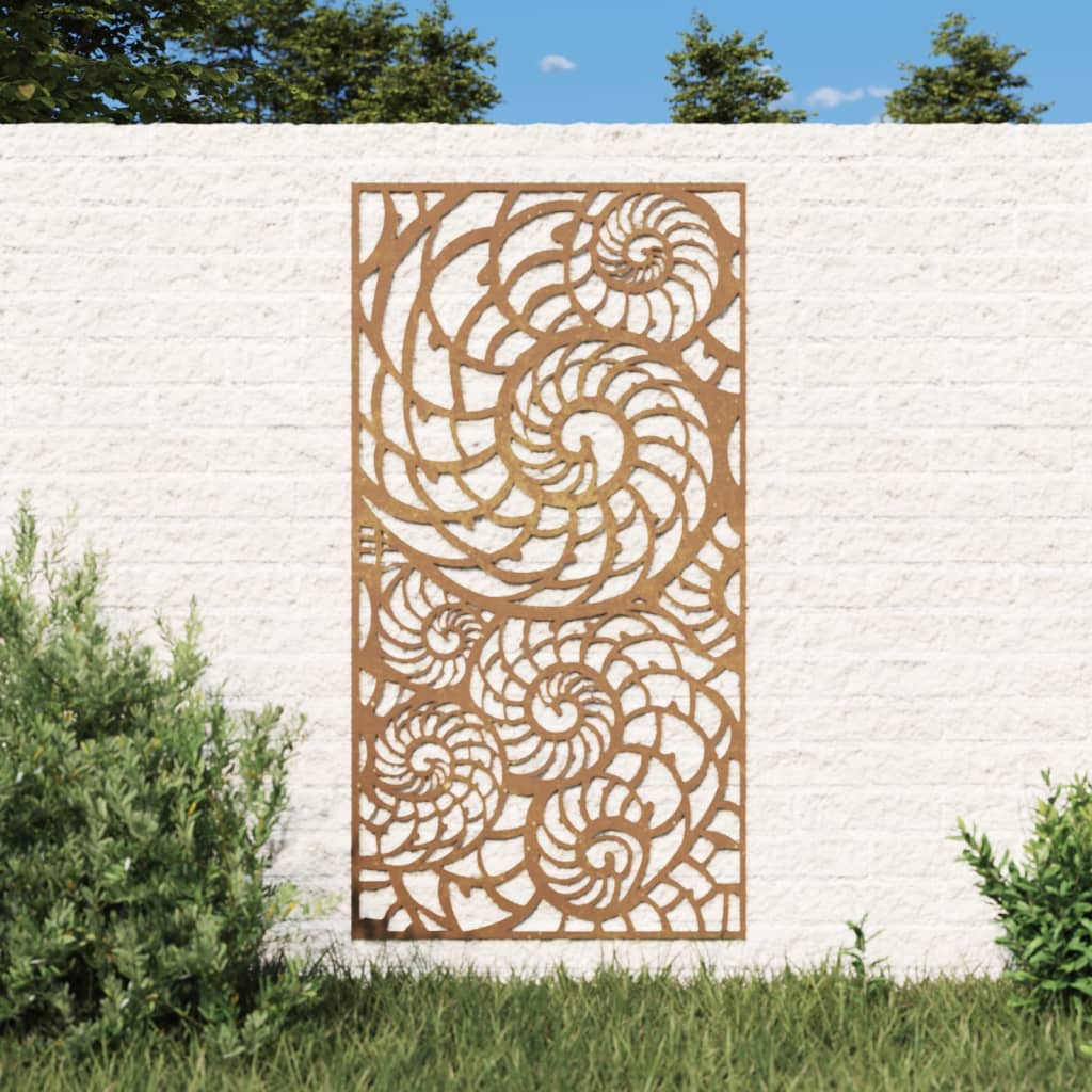 Decor perete de grădină 105x55 cm design scoici oțel Corten