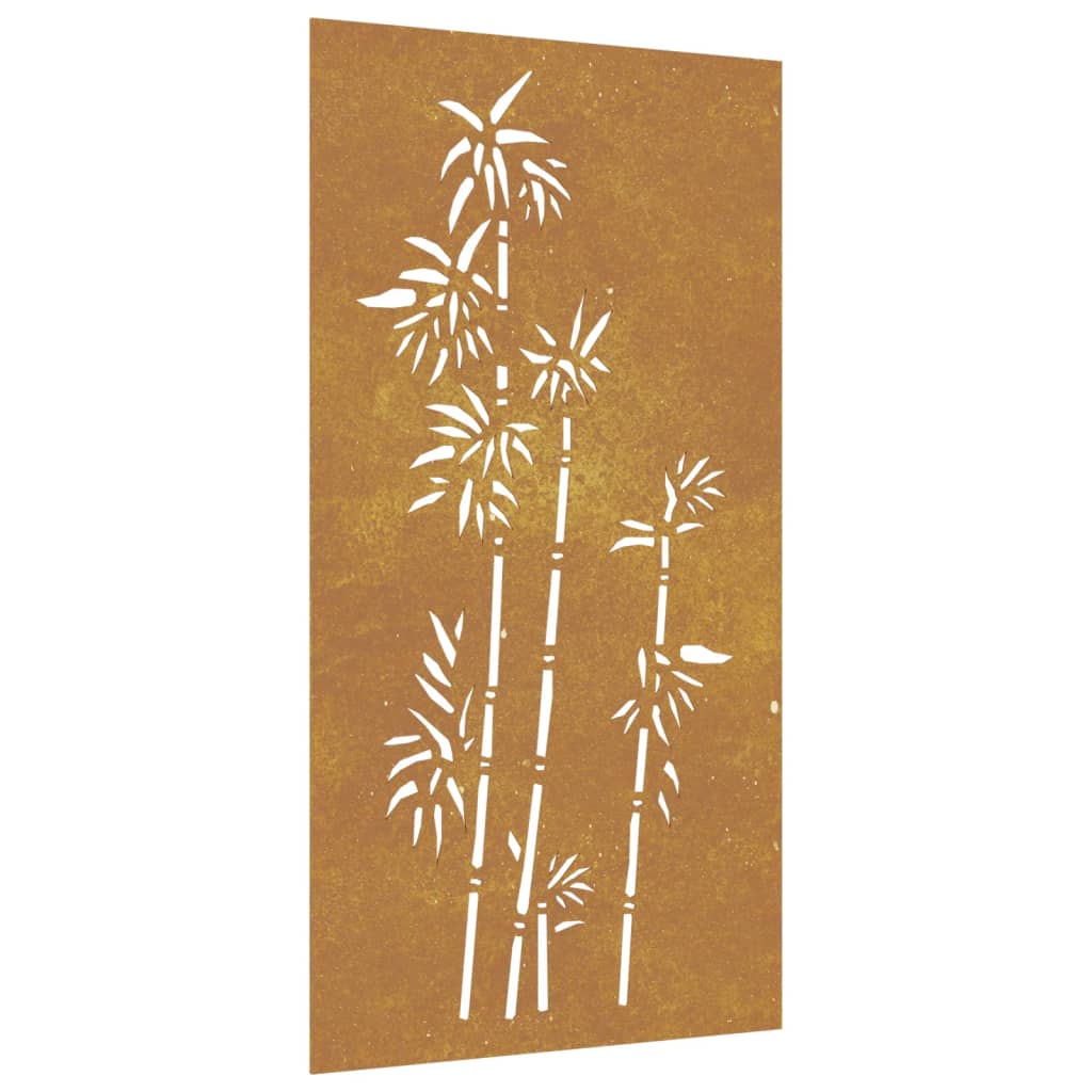 Decorație perete de grădină 105x55 cm design bambus oțel Corten