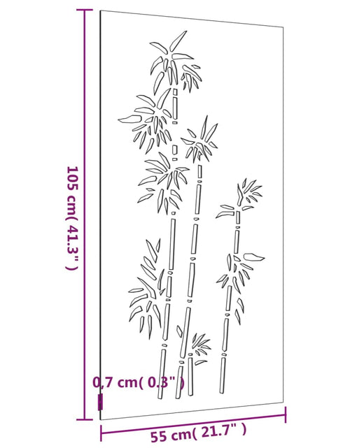 Încărcați imaginea în vizualizatorul Galerie, Decorație perete de grădină 105x55 cm design bambus oțel Corten
