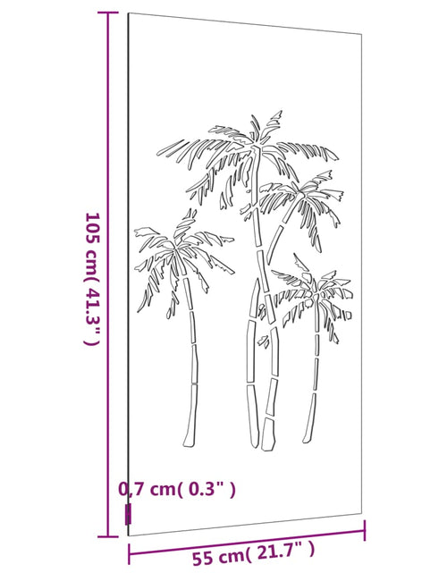 Загрузите изображение в средство просмотра галереи, Decor de perete de grădină 105x55 cm design palmier oțel corten
