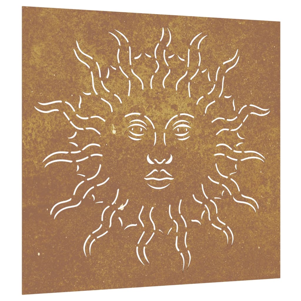 Decor perete de grădină 55x55 cm design soare oțel Corten