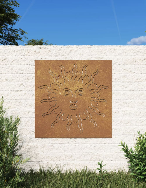 Încărcați imaginea în vizualizatorul Galerie, Decor perete de grădină 55x55 cm design soare oțel Corten
