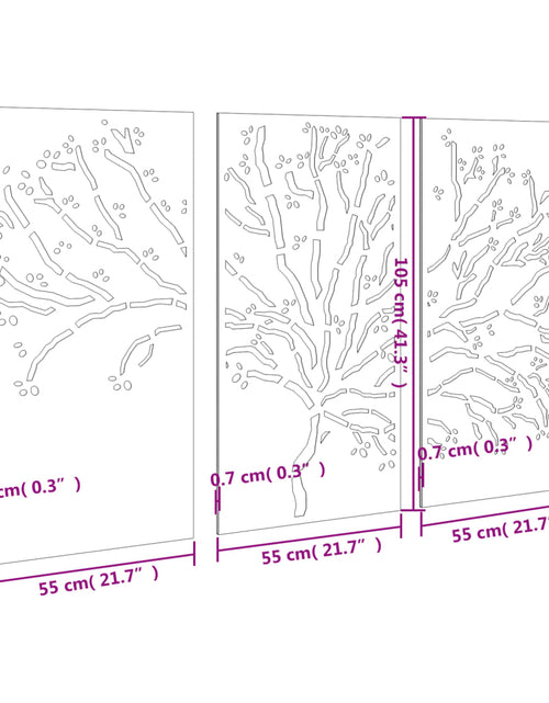 Загрузите изображение в средство просмотра галереи, Decorațiuni perete de grădină 3 buc. 105x55 cm oțel model copac
