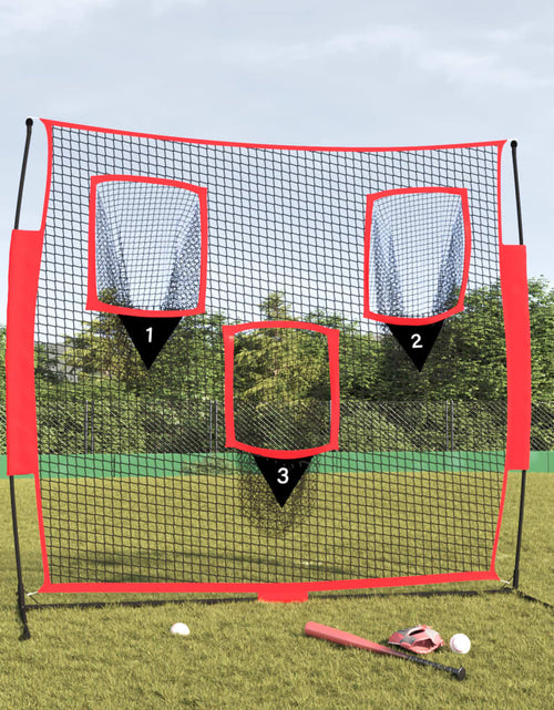 Загрузите изображение в средство просмотра галереи, Plasă de baseball portabilă negru/roșu 183x105x183 cm poliester
