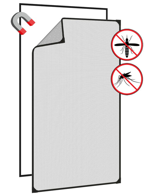 Загрузите изображение в средство просмотра галереи, Plasă insecte magnetică pentru ferestre, antracit, 80x140 cm
