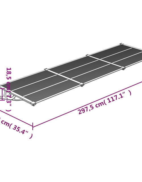 Загрузите изображение в средство просмотра галереи, Copertină de ușă, negru și transparent 297,5x90 cm policarbonat
