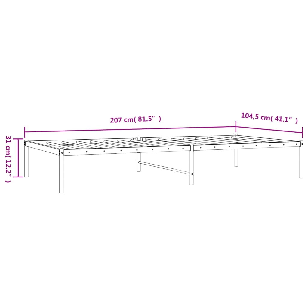 Cadru pat metalic, negru, 100x200 cm