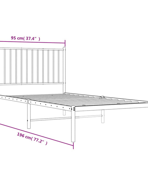 Încărcați imaginea în vizualizatorul Galerie, Cadru de pat metalic cu tăblie, negru, 90x190 cm
