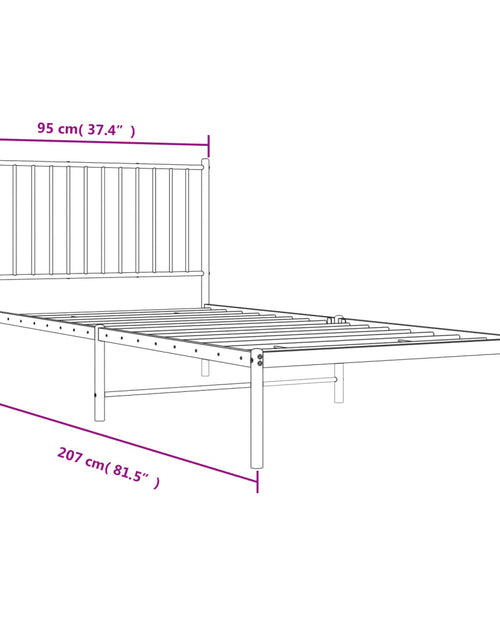 Încărcați imaginea în vizualizatorul Galerie, Cadru pat metalic cu tăblie, negru, 90x200 cm
