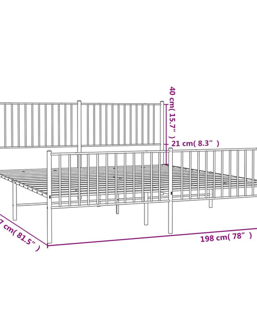 Încărcați imaginea în vizualizatorul Galerie, Cadru pat metalic cu tăblii de cap/picioare, negru, 193x203 cm
