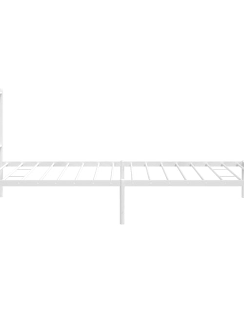 Загрузите изображение в средство просмотра галереи, Cadru de pat din metal cu tăblie, alb, 107x203 cm
