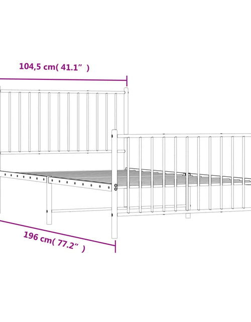 Încărcați imaginea în vizualizatorul Galerie, Cadru de pat metalic cu tăblie de cap/picioare, alb, 100x190 cm
