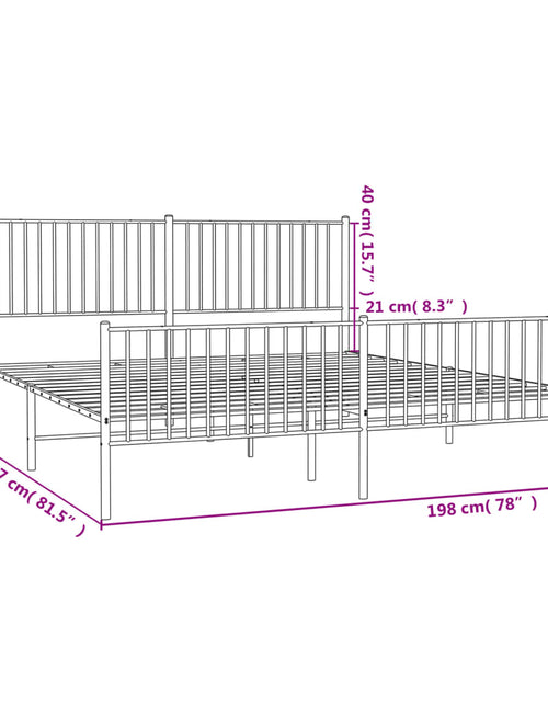 Загрузите изображение в средство просмотра галереи, Cadru de pat metalic cu tăblie de cap/picioare, alb, 193x203 cm
