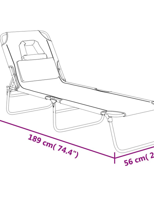 Загрузите изображение в средство просмотра галереи, Șezlong pliant taupe textil Oxford&amp;oțel vopsit electrostatic
