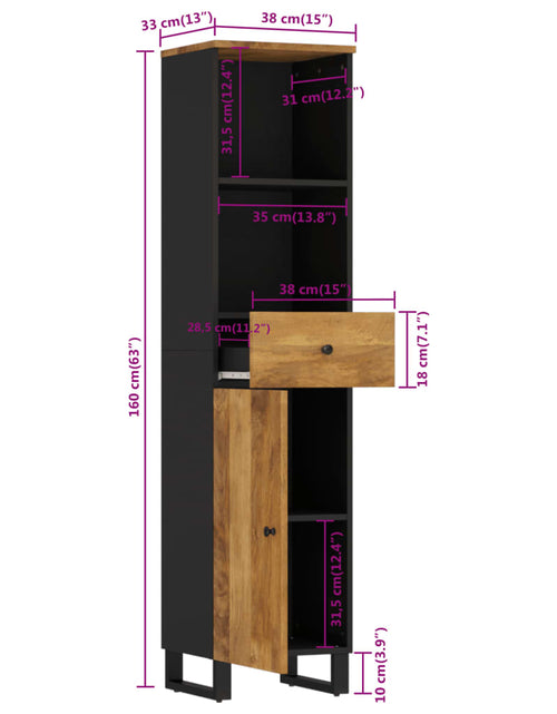 Încărcați imaginea în vizualizatorul Galerie, Dulap de baie, 38x33x160 cm, lemn masiv de mango - Lando
